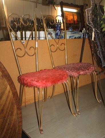 Pr 1960s brass chairs